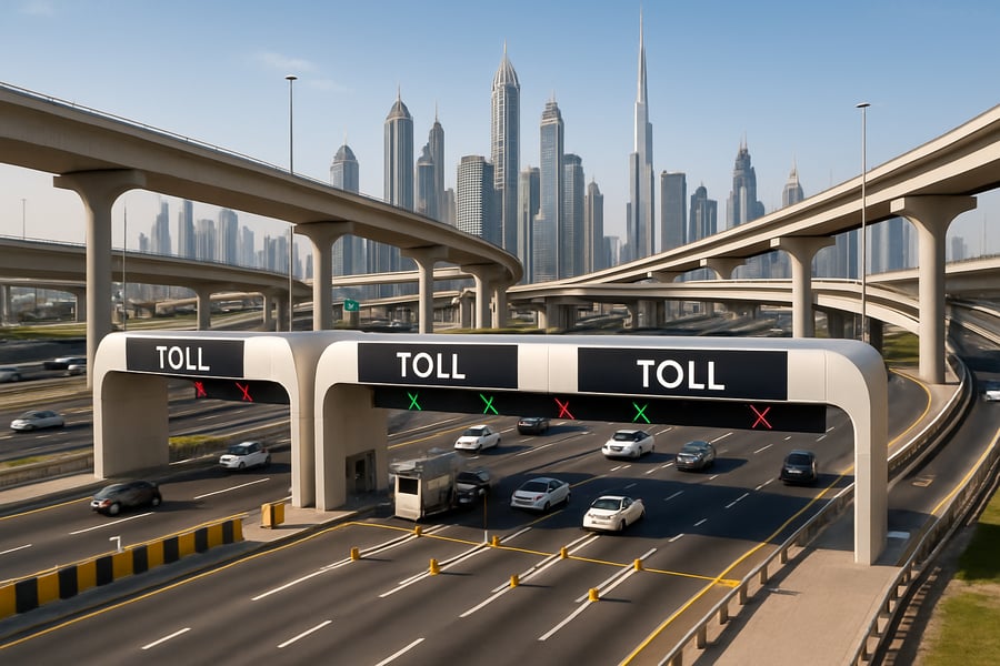 Modern toll road infrastructure in Dubai